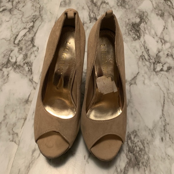 Liliana Suede Peep Toe Platform Heel Stiletto - Picture 3 of 7